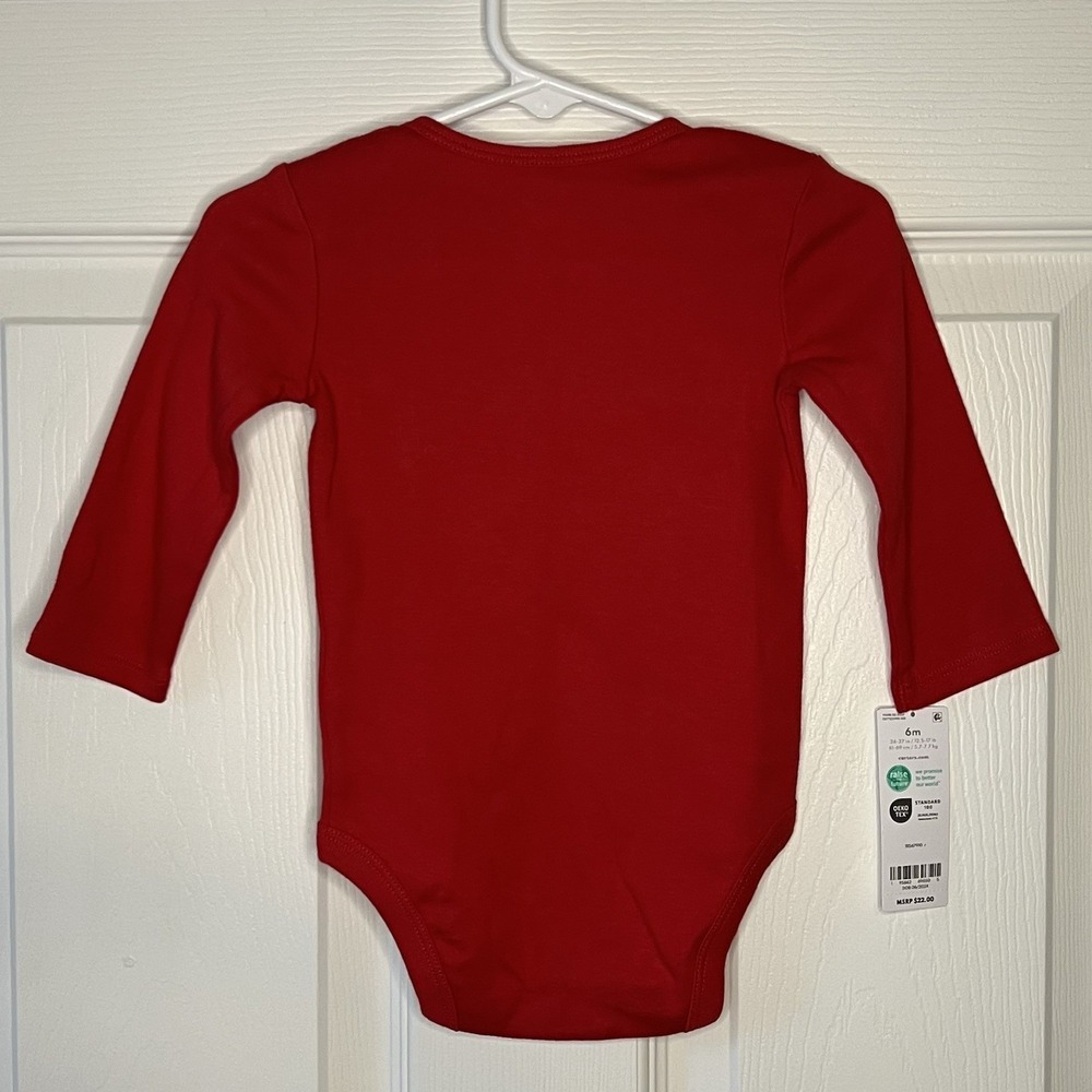 Carter's Bodysuit Baby Unisex 6M Red New My Very First Christmas Long Sleeve - Picture 5 of 9